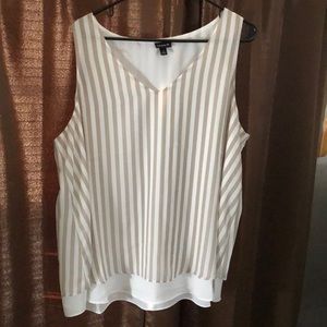 Taupe and white stripe double layer tank